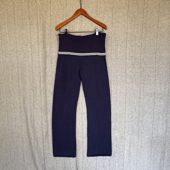 Frankies Bikinis Aimee Cloud Knit Starlight; Navy Blue White Stripe Flare Pant - Picture 1 of 10